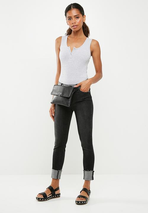 Missguided - Button front rib bodysuit - grey 