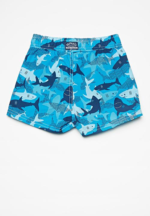 MINOTI - Kids boys shark swim shorts - blue 