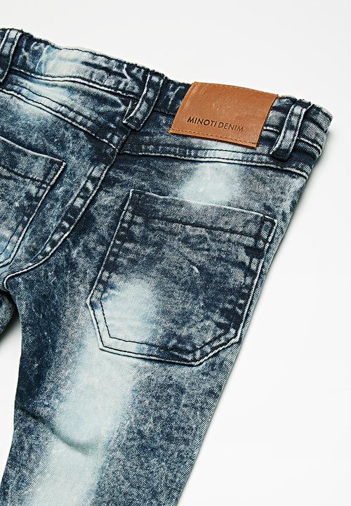MINOTI - Kids boys acid wash denim jeans - blue 