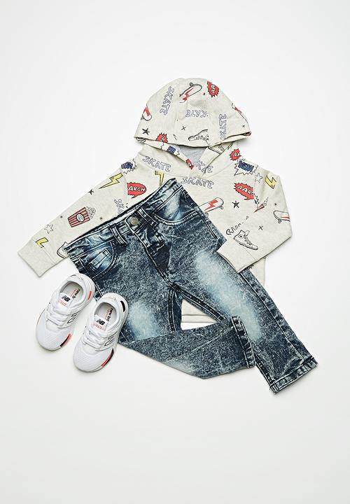 MINOTI - Kids boys acid wash denim jeans - blue 