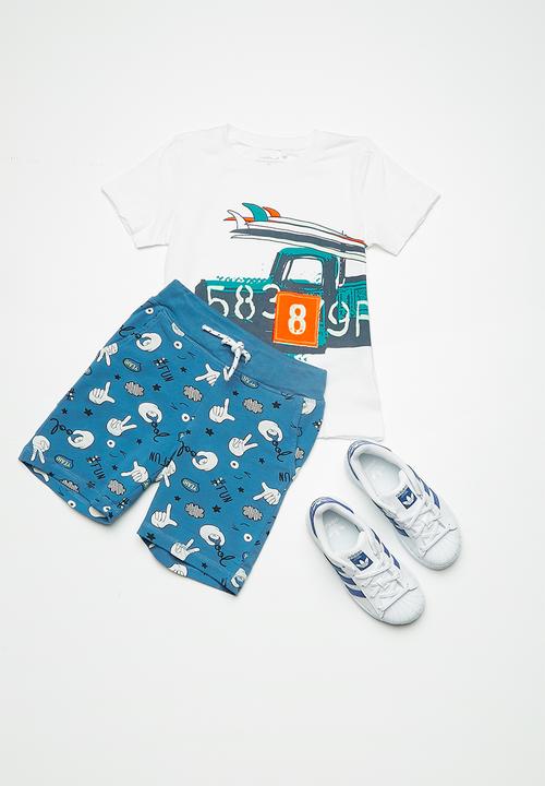 Name It - Boomy draw cord long shorts - blue 