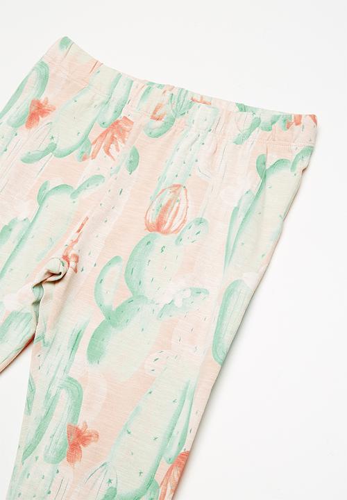 Name It - Erine leggings - peach & green 