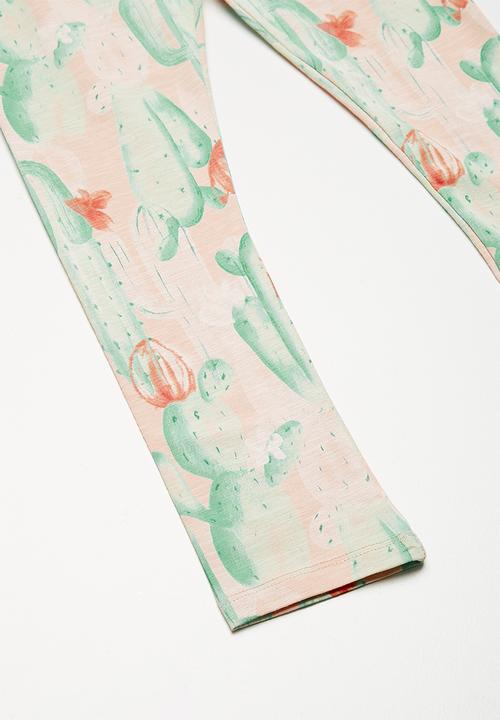 Name It - Erine leggings - peach & green 