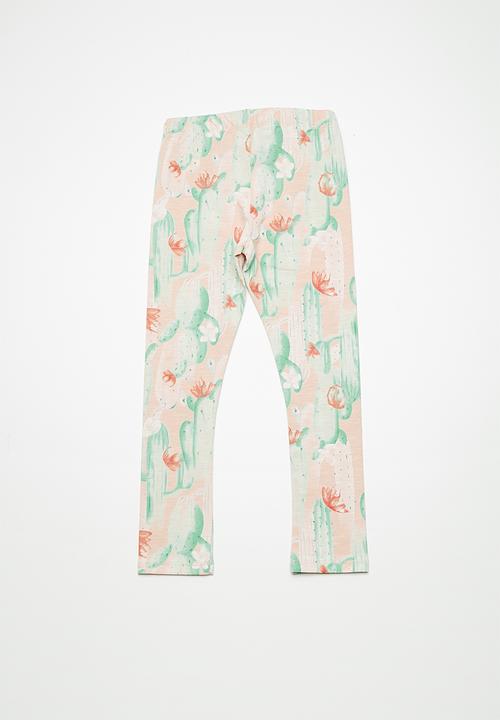 Name It - Erine leggings - peach & green 