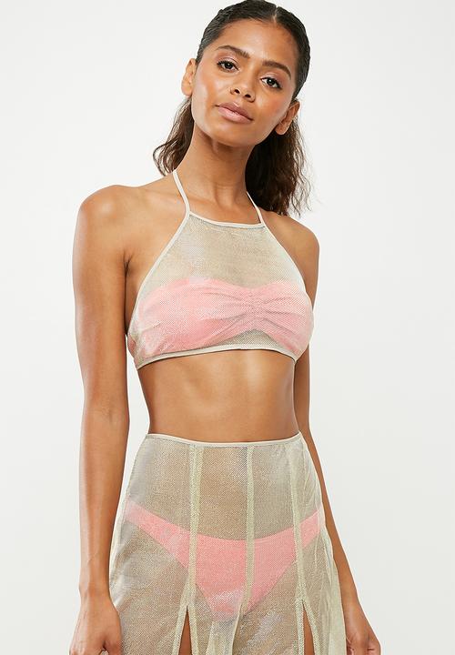 Missguided - Halter split leg top and pant set - gold