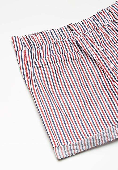 Superbalist - Pocket chino long shorts - red & navy 