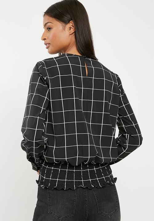 Superbalist - Smocked hem blouse - black & white 