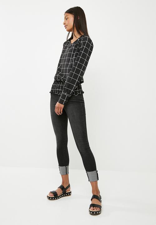 Superbalist - Smocked hem blouse - black & white 