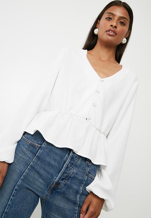 Superbalist - Feminine blouse with peplum - white 