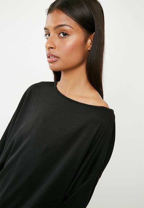 Superbalist - One shoulder knit top -  black 