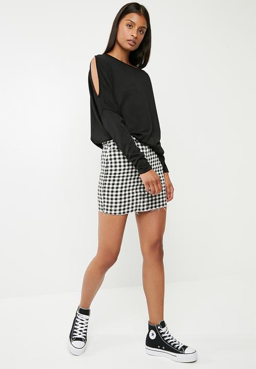 Superbalist - One shoulder knit top -  black 