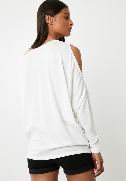 Superbalist - One shoulder knit top - white 