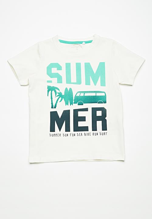 Name It - Portan summer print short set -  white & blue 
