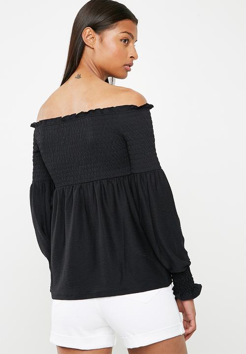 Pieces - Gurli off shoulder top - black 