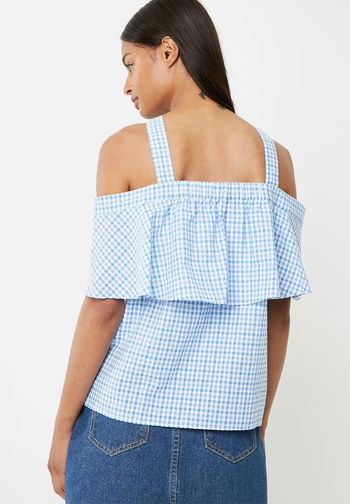 Pieces - Ginette top - blue & white 