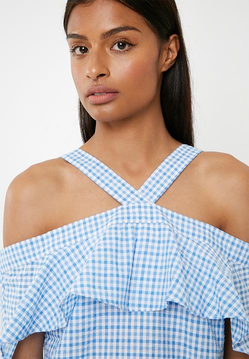 Pieces - Ginette top - blue & white 