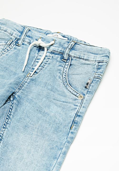 Name It - Robin draw cord denim pants - light blue denim