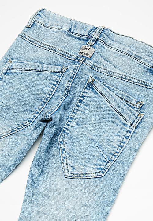 Name It - Robin draw cord denim pants - light blue denim
