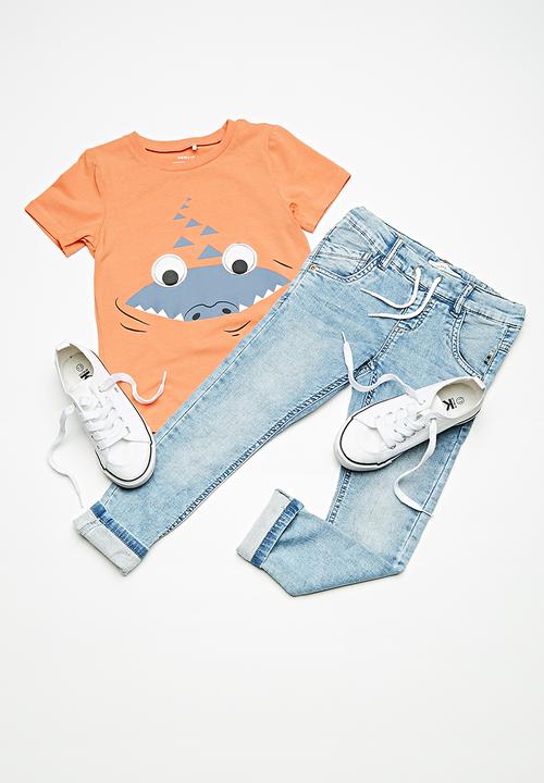 Name It - Robin draw cord denim pants - light blue denim