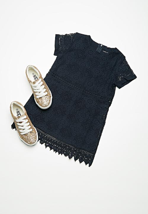 Name It - Susan short sleeve lace dress - navy 
