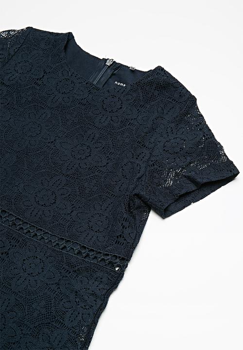 Name It - Susan short sleeve lace dress - navy 