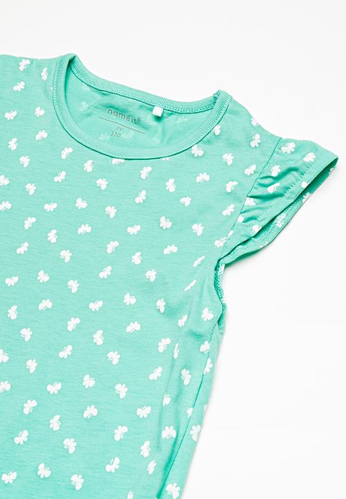 Name It - Vida dress - green & white 