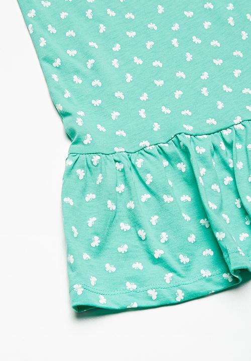 Name It - Vida dress - green & white 