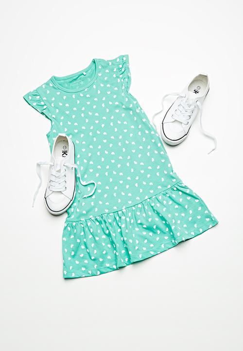 Name It - Vida dress - green & white 