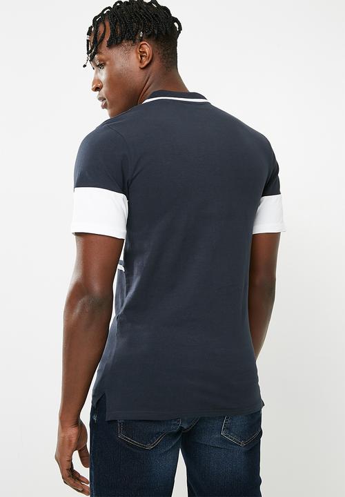 Only & Sons - Tom muscle fit colour block polo - navy