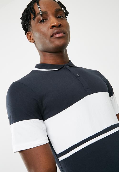 Only & Sons - Tom muscle fit colour block polo - navy