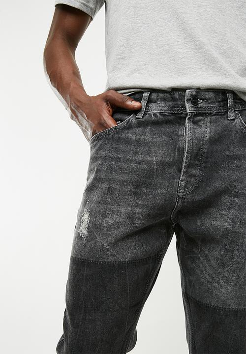 Only & Sons - Beam knee patch jeans - charcoal