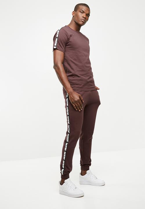 Only & Sons - Marcel tape sweat pants - burgundy