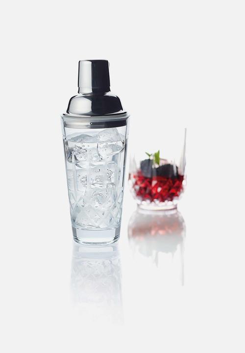 Kitchen Craft - Cut glass 350ml cocktail shaker - silver