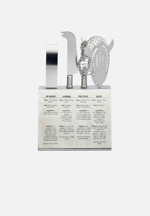 Kitchen Craft - Five piece cocktail tool set - silver