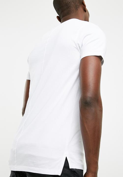 S.P.C.C - Raw edge crew neck tee with print & applique - white
