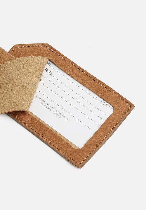 Escape Society - Leather luggage tag - tan