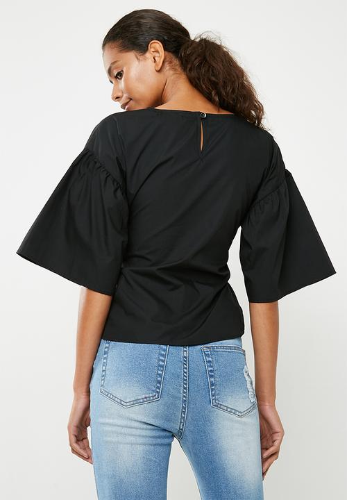 Superbalist - Poplin blouse with bow tie - black 