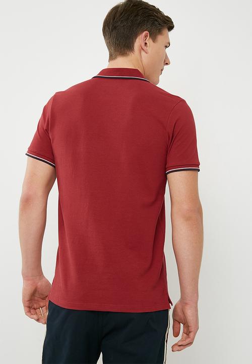 Jack & Jones - Contrast stripe polo - red 