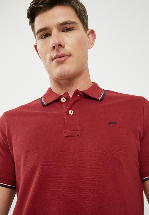 Jack & Jones - Contrast stripe polo - red 