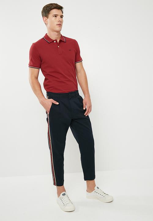 Jack & Jones - Contrast stripe polo - red 