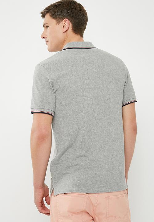 Jack & Jones - Contrast stripe polo - grey 