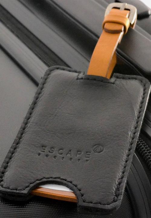 Escape Society - Peep-out leather luggage tag - black