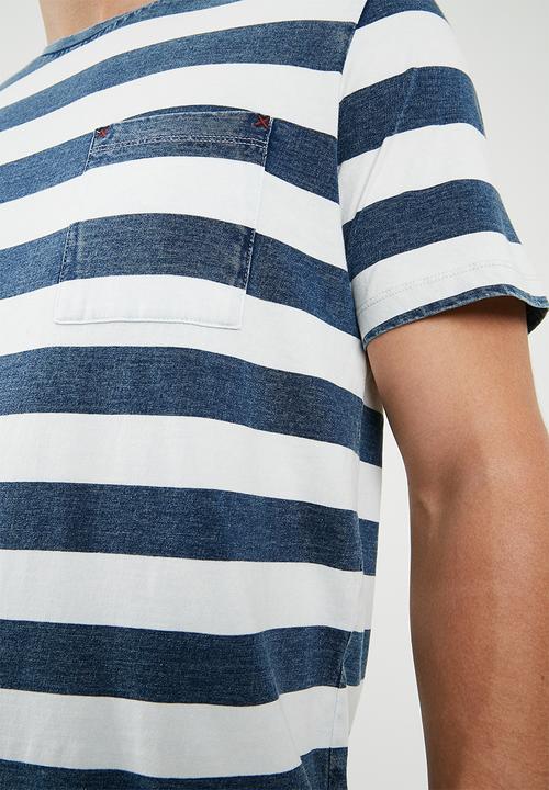 Jack & Jones - Stuart crew neck tee - blue & white 