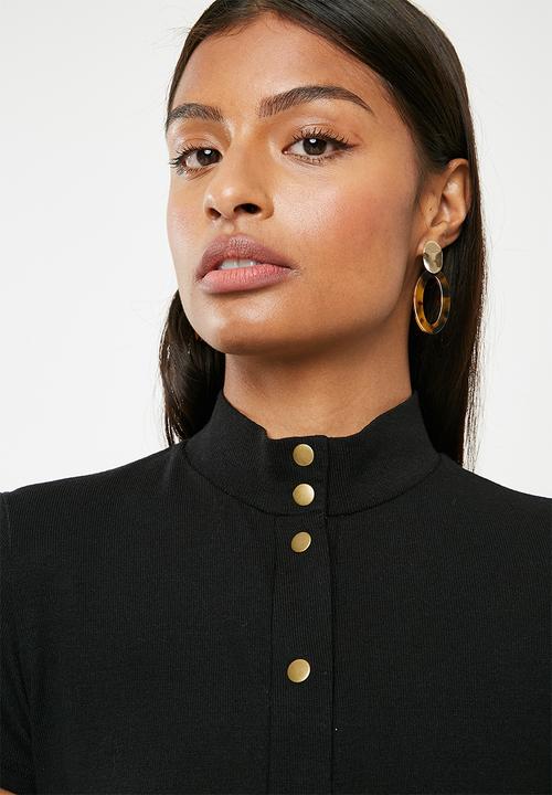 Superbalist - Midi bodycon with popper detail - black 