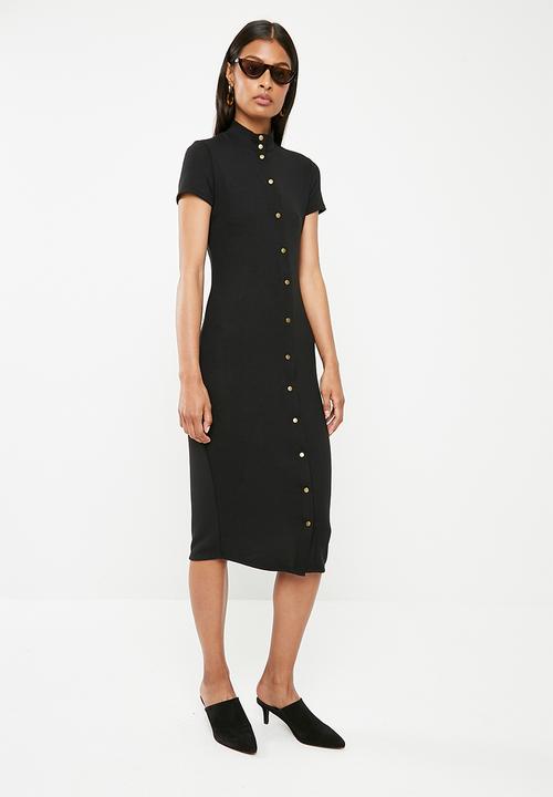 Superbalist - Midi bodycon with popper detail - black 