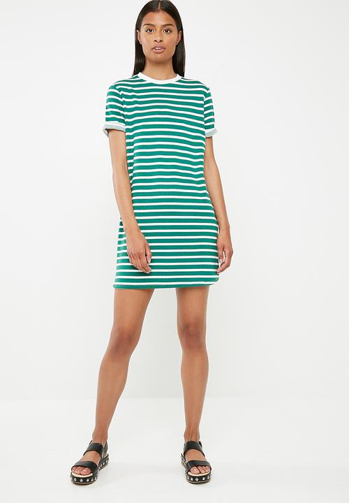 green and white t shirt dress