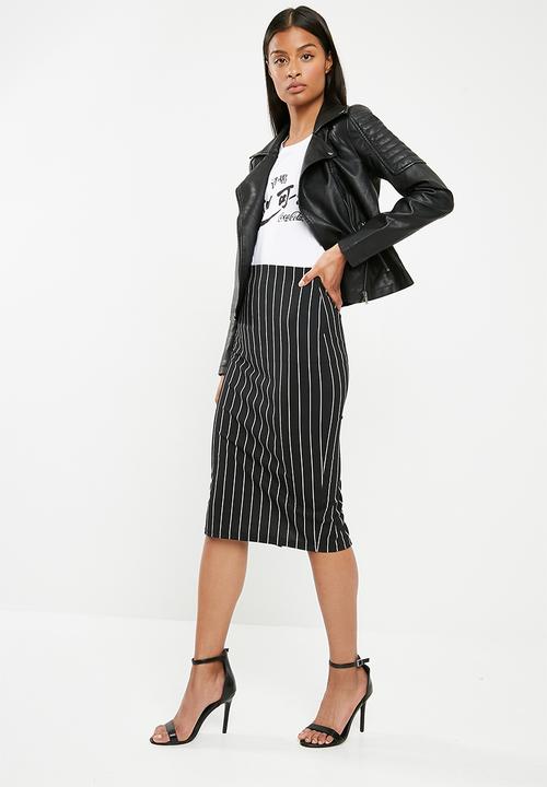 Superbalist - Pull on bodycon skirt - black & white
