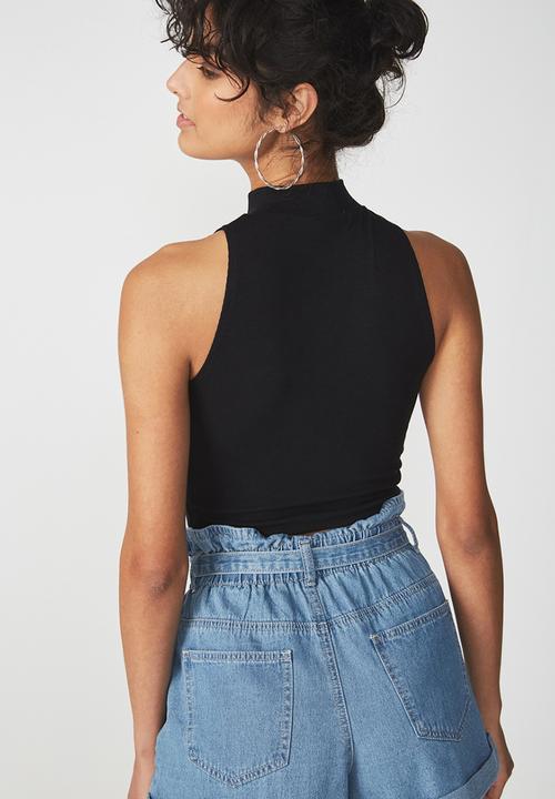 Cotton On - Maxine sleeveless mock neck tank - black