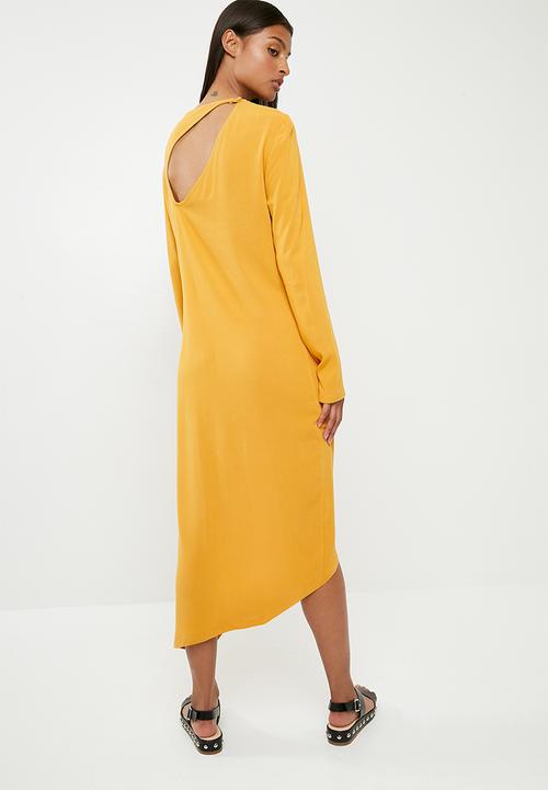 Superbalist - Asymetric back cut out midi dress - yellow