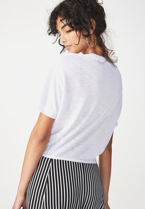 Cotton On - Charlise tie front top - white